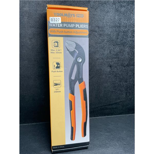 Toolmays 10" Pro Water Pump Pliers with Push-Button Adjustment - New