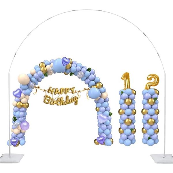 2-in-1 Balloon Arch Stand Kit; Metal Balloon Columns/Arch with Weighted Water Bags for Parties - New