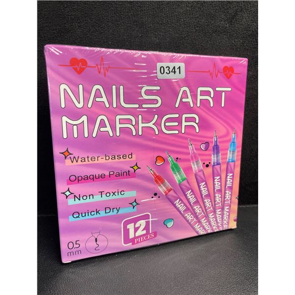 12-Pack of Nail Art Markers - Multicolor (0.5mm) Opaque Paint/Quick-Dry - for DIY Nail Art - New!