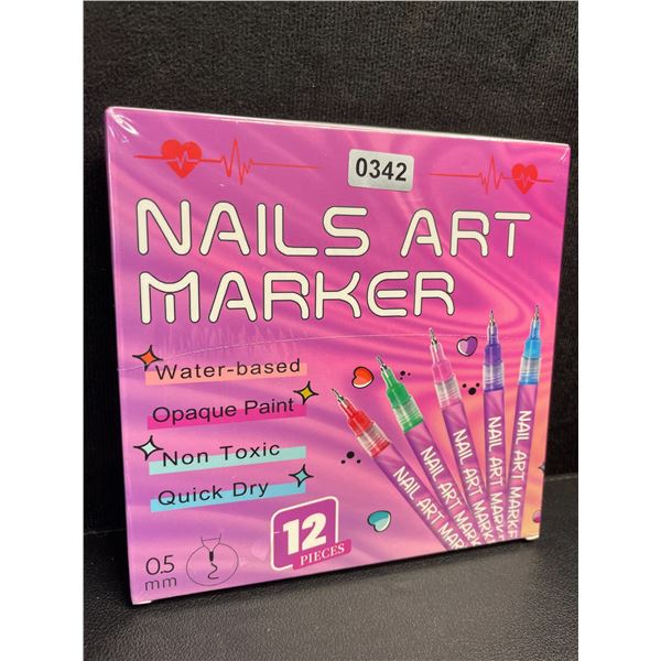 12-Pack of Nail Art Markers - Multicolor (0.5mm) Opaque Paint/Quick-Dry - for DIY Nail Art - New!