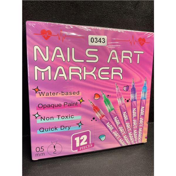 12-Pack of Nail Art Markers - Multicolor (0.5mm) Opaque Paint/Quick-Dry - for DIY Nail Art - New!