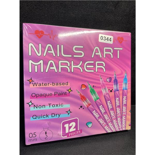 12-Pack of Nail Art Markers - Multicolor (0.5mm) Opaque Paint/Quick-Dry - for DIY Nail Art - New!