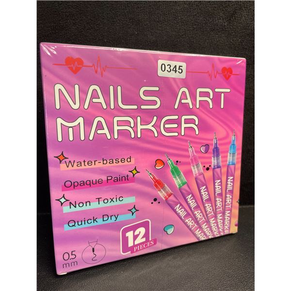 12-Pack of Nail Art Markers - Multicolor (0.5mm) Opaque Paint/Quick-Dry - for DIY Nail Art - New!