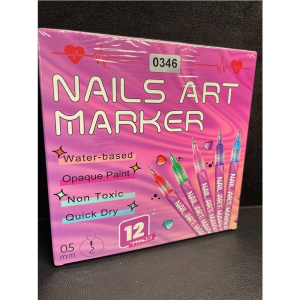 12-Pack of Nail Art Markers - Multicolor (0.5mm) Opaque Paint/Quick-Dry - for DIY Nail Art - New!