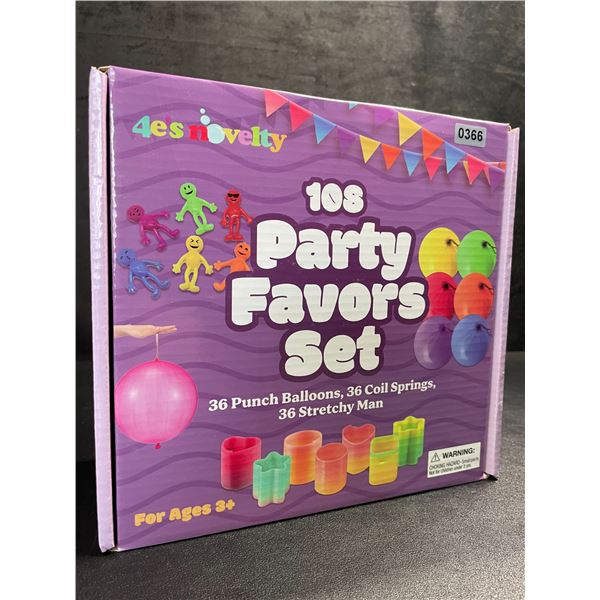 108PC Party Favors Set - Includes 36 Punch Balloons, 36 Slinkies, & 36 Stretchy Toys - New