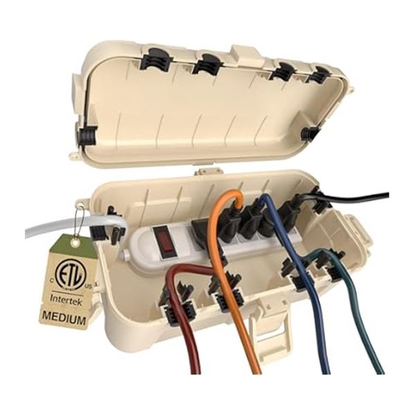Outdoor Waterproof/Weatherproof Electrical Box; Protects Cords, Plugs, Outlets, Power Strips; New