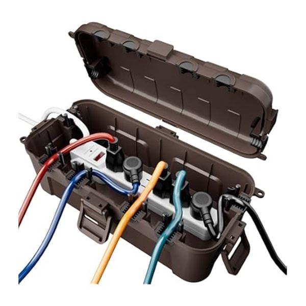 Outdoor Waterproof/Weatherproof Electrical Box; Protects Cords, Plugs, Outlets, Power Strips; New