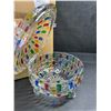 Image 4 : Colorful Large Glass Crystal Candy Dish/Jar with Lid - 5" Size (Approx.) - New in Box!