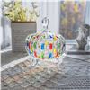 Image 8 : Colorful Large Glass Crystal Candy Dish/Jar with Lid - 5" Size (Approx.) - New in Box!