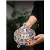 Image 9 : Colorful Large Glass Crystal Candy Dish/Jar with Lid - 5" Size (Approx.) - New in Box!