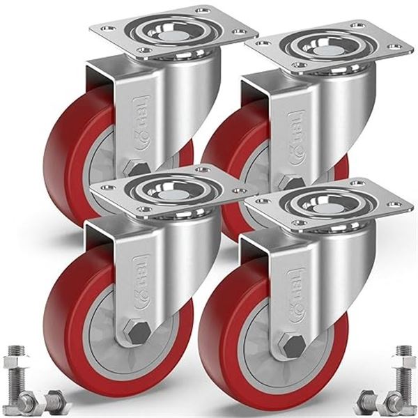 4-Pack Box of GBL 4" Heavy-Duty Swivel Caster Wheels - Holds up to 1320lbs - Brand New!