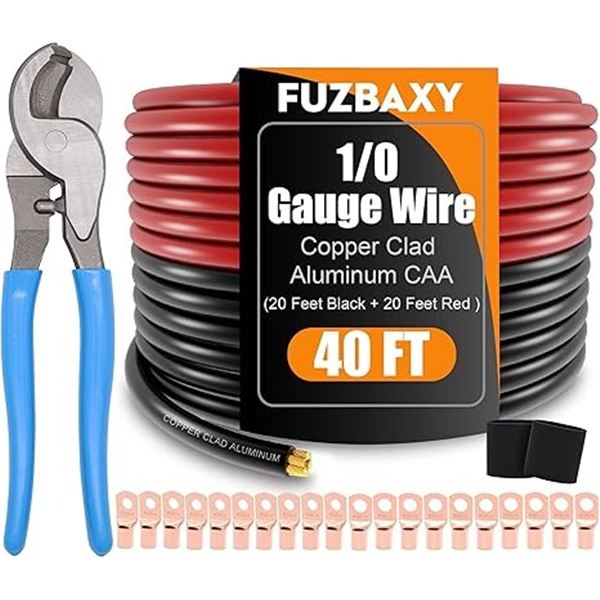 40FT Copper Clad 0 Gauge Wire Kit/Tool Kit for Car Audio Installation - Brand New