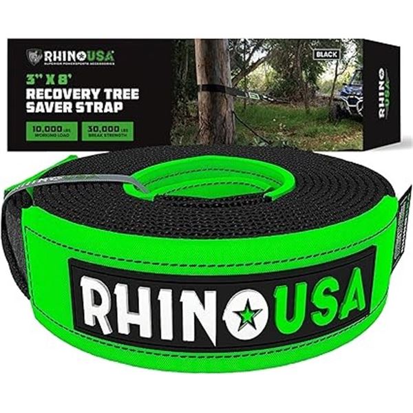 Rhinp USA Tree Saver Tow Strap (3" x 8FT) 30,000lbs Break Strength for Truck/ATV & More - New