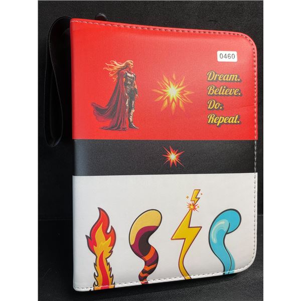 Trading Card Storage Binder - Leather Zip-Up 3-Ring Design (Holds Approx. 400 Cards) - New