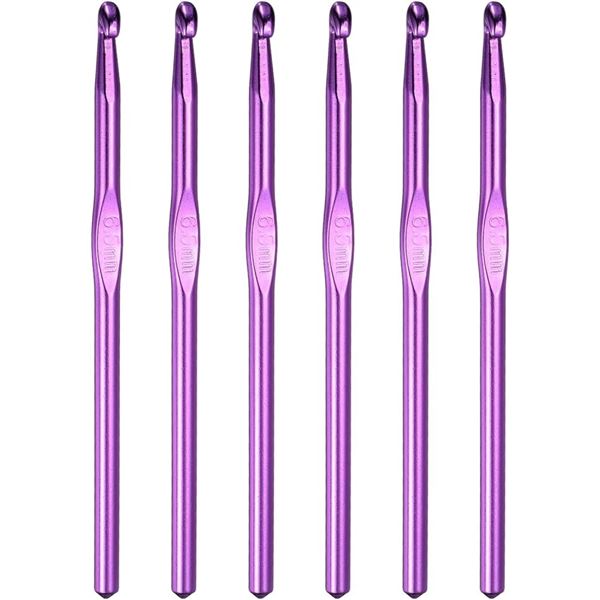 6PCS Purple Aluminum 6.5mm Crochet Hook Set - Ergonomic/Lightweight Crochet Hooks - New