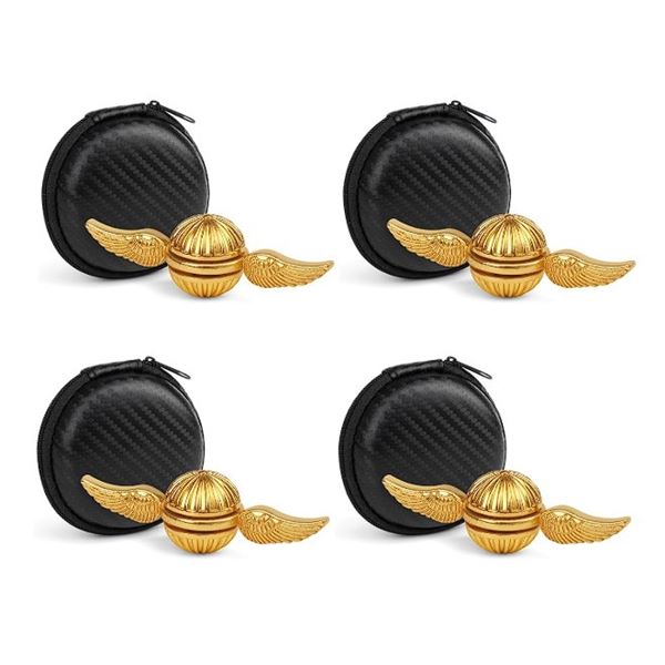 Lot of 4 Gold Orb Fidget Spinner Toys/Sensory Anxiety-Relief Finger Toys; Premium Metal Design - New