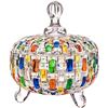 Image 1 : Colorful Large Glass Crystal Candy Dish/Jar with Lid - 5" Size (Approx.) - New in Box!