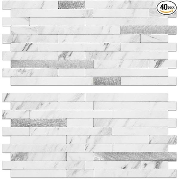 40-Sheet Pack of Faux Stone Peel & Stick Backsplash/Stick-On Wall Tiles (12" x 6") - New in Box