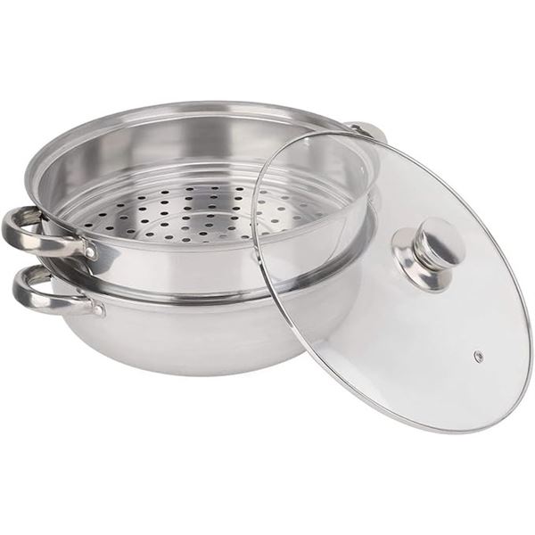 WATA Stainless Steel 2-Layer 11" Steamer Pot with Lid; Double-Boiler Soup/Steamer Pot - New in Box!