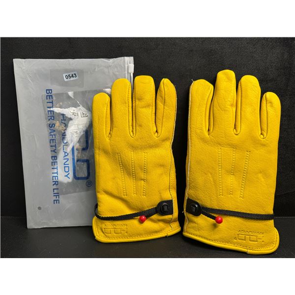 HandLandy Pair of Leather Gloves with Tennis Wrist Strap Size Medium - New