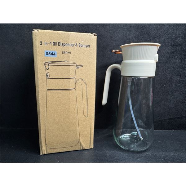 Glass 2-in-1 Oil Dispenser & Spray Bottle (580ml Capacity) - Brand New
