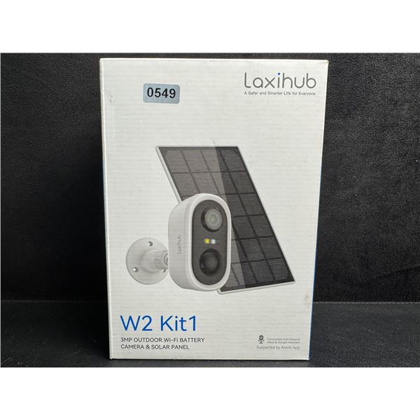LaxiHub 3MP Outdoor WiFi Battery Security Camera Kit with Solar Panel (W2 Kit1) - New Sealed!