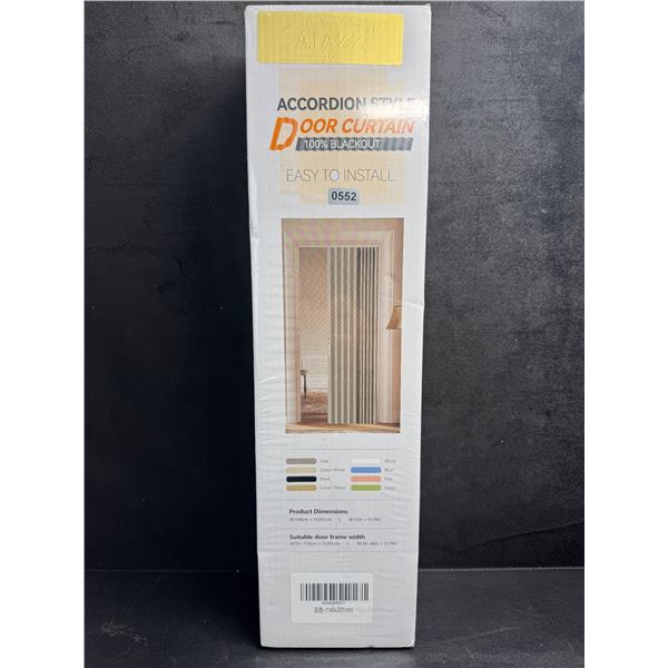 Ajazz Accordion 100% Blackout Door Curtain for Home Interior (53" W x 79" H) Grey - New Sealed