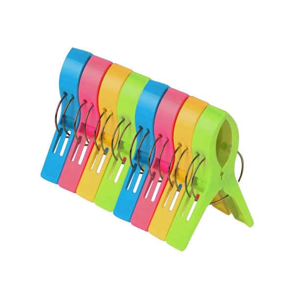 8-Pack of Multipurpose Clips for Beach Towels/Bags/Chips etc - New