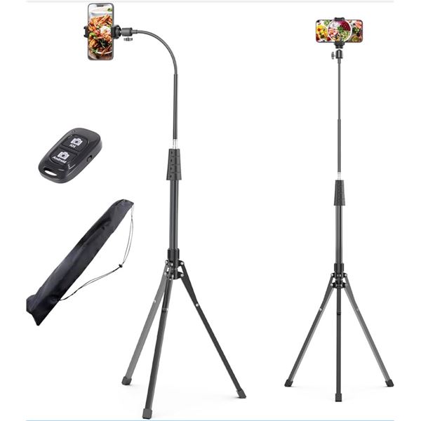 Ubeesize 92" Cellphone Tripod Stand  with 16.5inch Gooseneck and Remote -  New