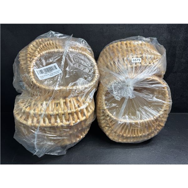 4PCS of Beige/Brown Wicker Garden Decor Baskets - New
