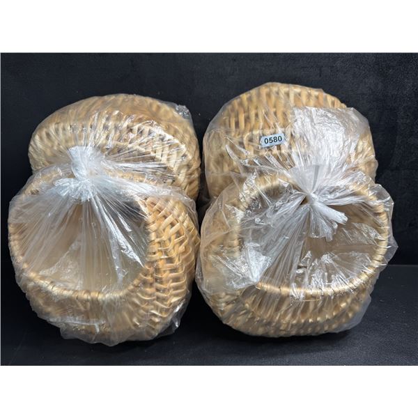 4PCS of Beige/Brown Wicker Garden Decor Baskets - New