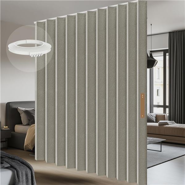 Ajazz Flexible Room Divider Curtain with Installation Hardware 100"x84" - Grey - New