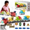 Image 1 : Electric Toy Train Set with Sound & Lights; Magnetic Connection Tracks & Road Signs Play Set - New