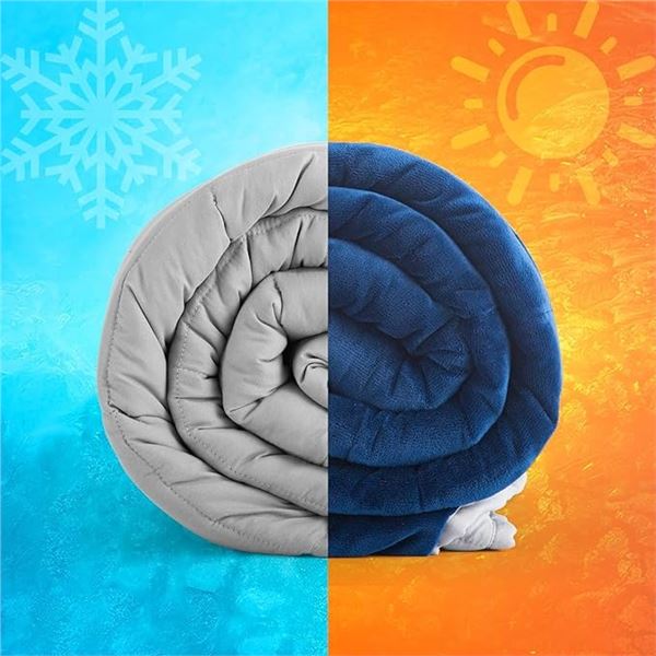 15LB Cooling/Weighted Blanket for Adults (Queen Size 60" x 80") Dual-Sided Cooling/Warm Blanket; NEW