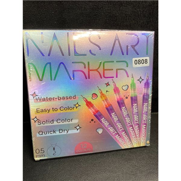 12-Pack of Nail Art Markers - Multicolor (0.5mm) Solid Color/Quick-Dry - For DIY Nail Art - New!