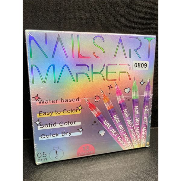 12-Pack of Nail Art Markers - Multicolor (0.5mm) Solid Color/Quick-Dry - For DIY Nail Art - New!