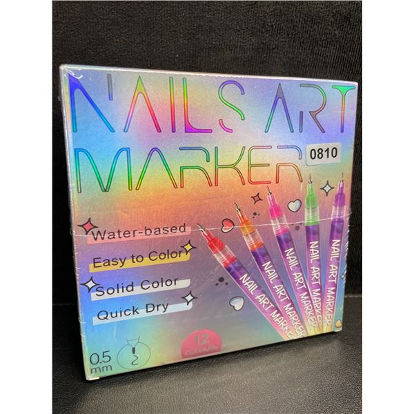 12-Pack of Nail Art Markers - Multicolor (0.5mm) Solid Color/Quick-Dry - For DIY Nail Art - New!