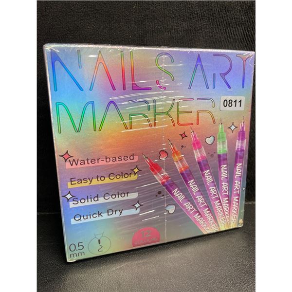 12-Pack of Nail Art Markers - Multicolor (0.5mm) Solid Color/Quick-Dry - For DIY Nail Art - New!