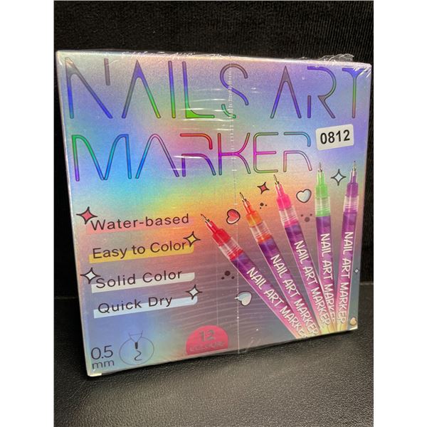 12-Pack of Nail Art Markers - Multicolor (0.5mm) Solid Color/Quick-Dry - For DIY Nail Art - New!