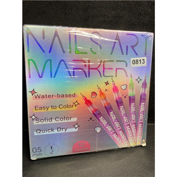12-Pack of Nail Art Markers - Multicolor (0.5mm) Solid Color/Quick-Dry - For DIY Nail Art - New!