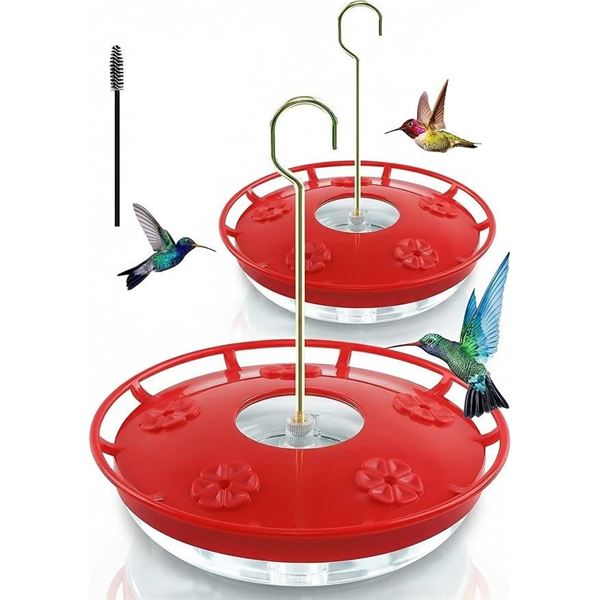2-Pack Hummingbird Feeders for Outdoors; 16oz Disc Bird Feeder with 5 Feeding Ports - New