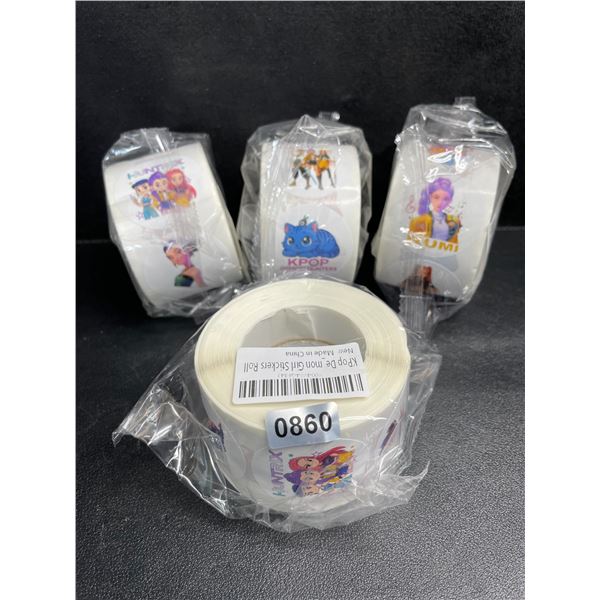 4 Rolls of K-Pop Demon Hunters Stickers - Large Rolls - New