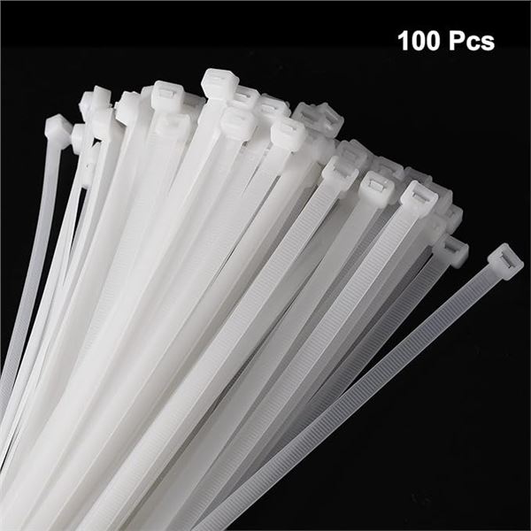 100PCS Pack of 28" Extra-Long Cable Zip Ties/Zap Straps; Self-Locking Nylon Cable Tie Wraps - New
