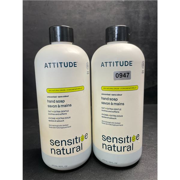 Lot of 2 ATTITUDE Sensitive Natural Unscented/Gentle Hand Soap (473ml) New (*Broken Nozzles)