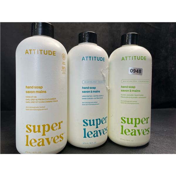 Lot of 3 ATTITUDE Hand Soaps (473ml) Assorted Scents - New (*Broken Nozzles)