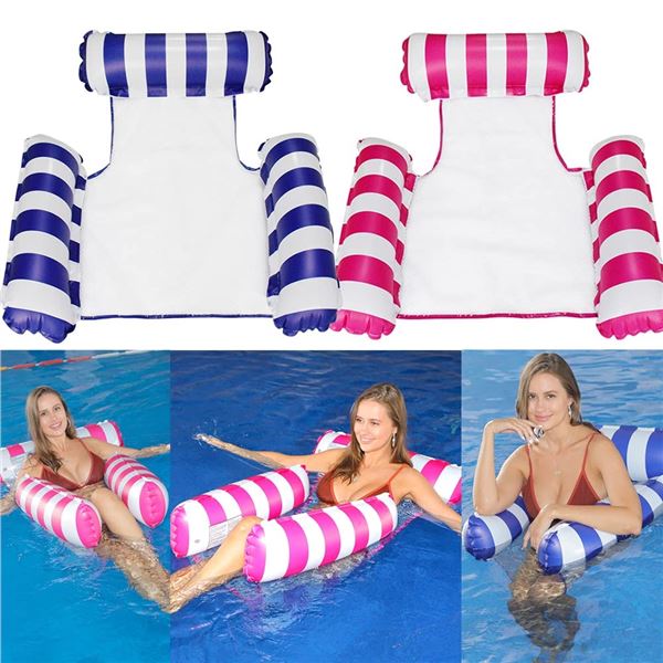 2-Pack of Pool Float Water Arm Chairs for Adult and Youth - 1Pink/1Blue - New