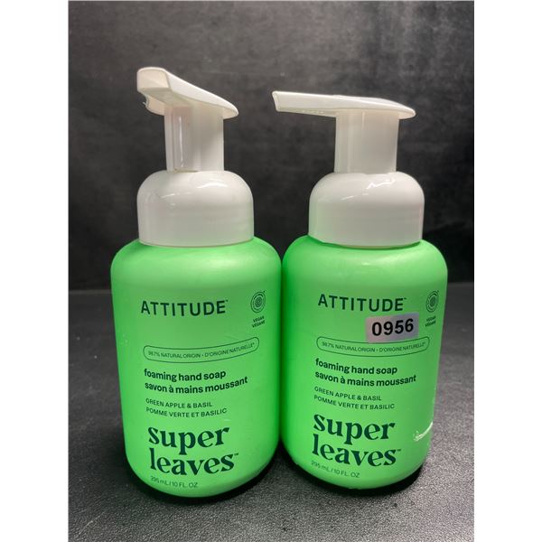 2 ATTITUDE Super Leaves Foaming Hand Soaps (295ml) Green Apple & Basil Scent - New