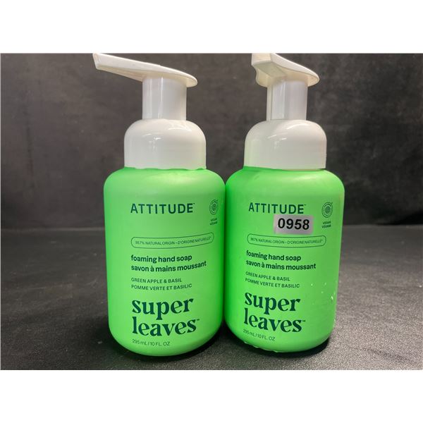 2 ATTITUDE Super Leaves Foaming Hand Soaps (295ml) Green Apple & Basil Scent - New