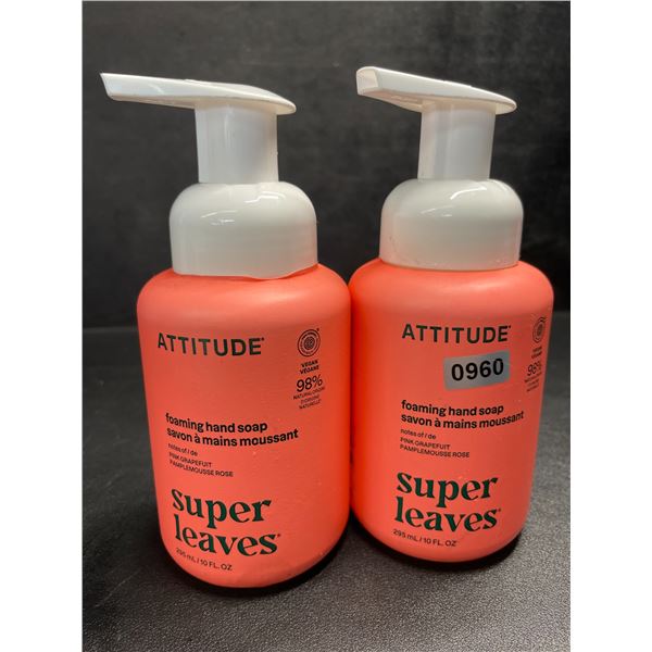 2 ATTITUDE Super Leaves Foaming Hand Soaps (295ml) Pink Grapefruit Scent - New