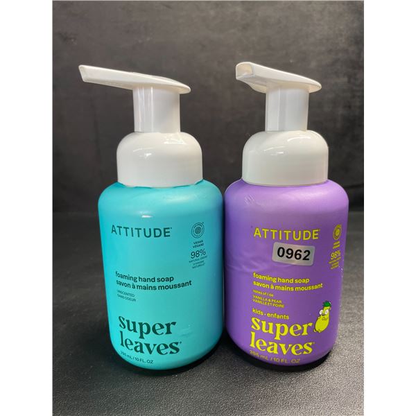 2 ATTITUDE Super Leaves Foaming Hand Soaps (295ml) Unscneted & Vanilla/Pear Scent - New